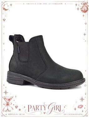 Waterproof Leather Lined Chelsea Ankle Boots Memory Foam Slip-On